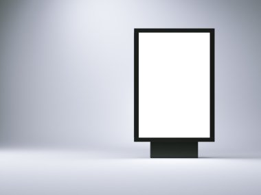 siyah lightbox boş stüdyoda. Boş gri duvar arka plan. 3D render