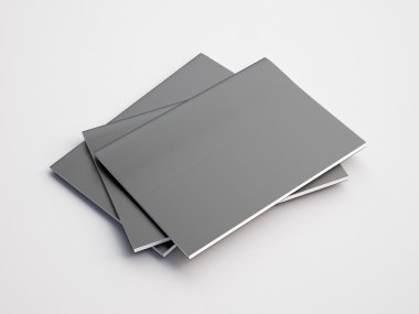 Set of gray note books on the white background. 3d render