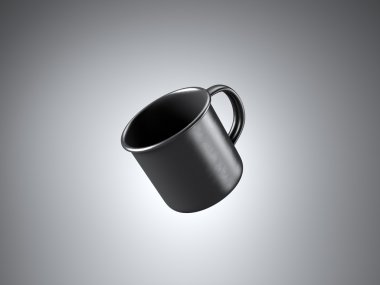 Concept of empty coffee cup on the gray background. 3d rendering