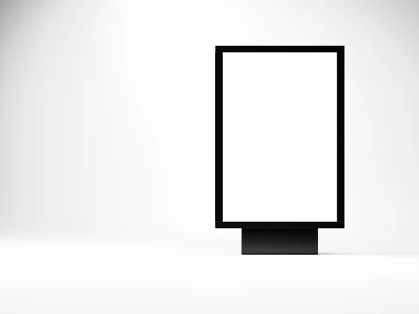 Black empty lightbox in the studio. Blank white wall background. Right side. 3d render — Stock Photo, Image