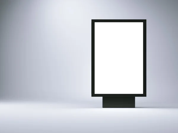 Caja de luz negra en el estudio vacío. Fondo de pared gris en blanco. 3d renderizar — Foto de Stock