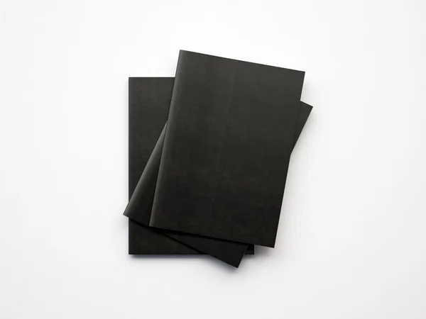 Set of black notebooks on the white background. 3d render — 스톡 사진