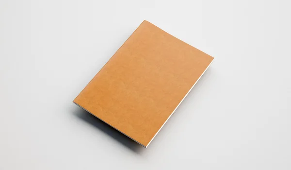 Text book with leather cover on the light background. Golden color. 3d render — 스톡 사진