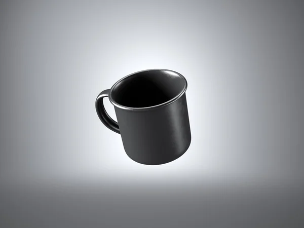 Konzept der schwarzen Kaffeetasse auf dem grauen Hintergrund. 3D-Darstellung — Stockfoto