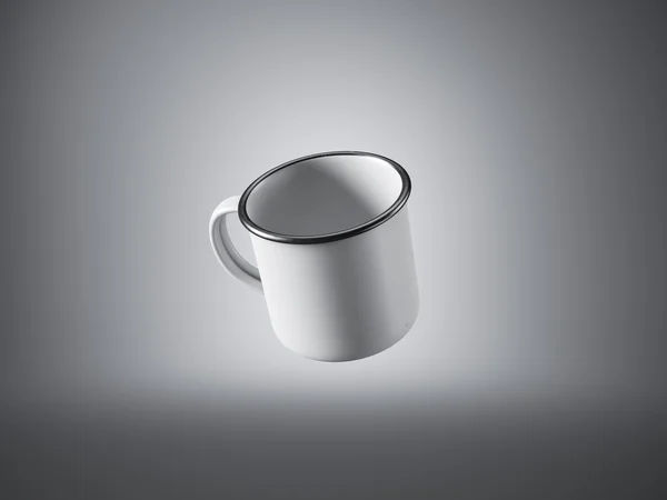 Concepto de taza de café blanco sobre el fondo gris. renderizado 3d — Foto de Stock