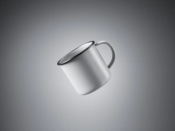 Konzept der leeren weißen Kaffeetasse auf dem grauen Hintergrund. 3D-Darstellung — Stockfoto