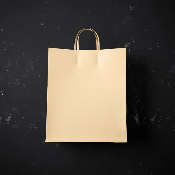 Concept of craft shopping bag on the black background. 3d render — Stock Photo, Image