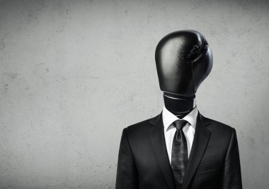 man with boxing glove instead head.