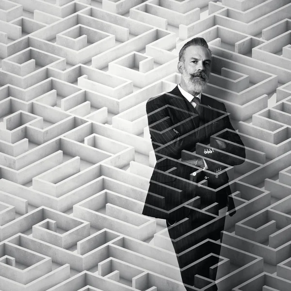 Business man and labyrinth — Stockfoto