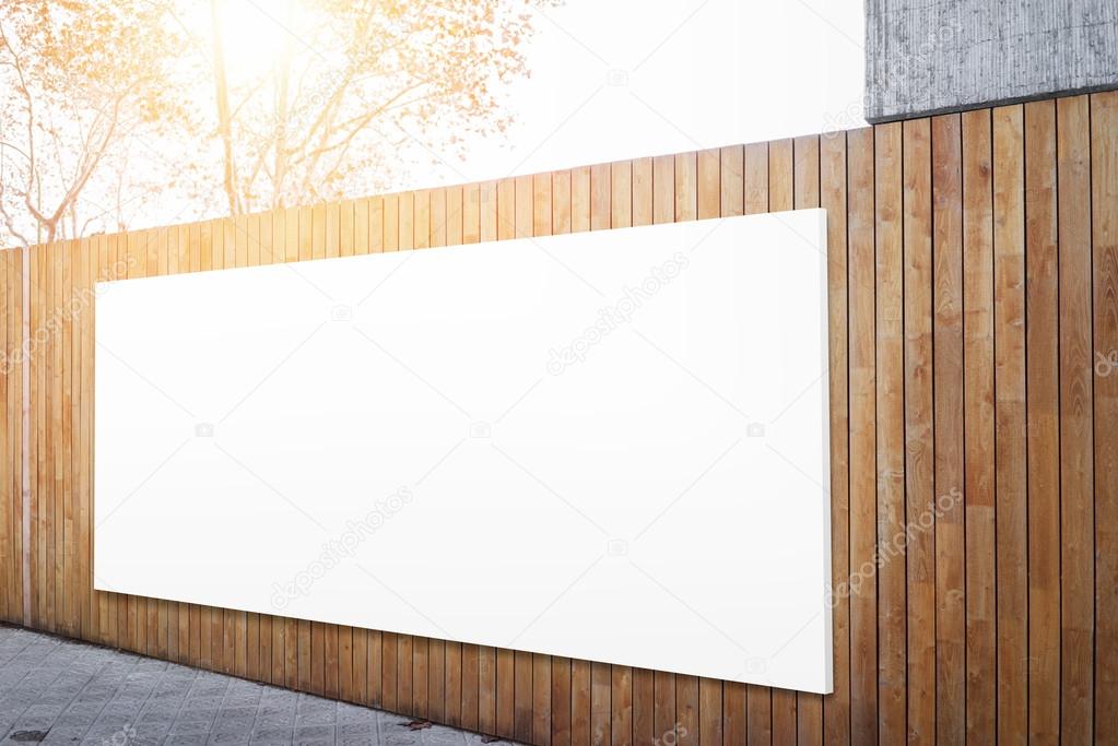 Billboard Handing on the wood wall. Horizontal