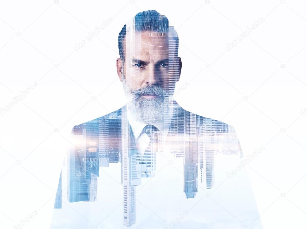 Portrait of bearded businessman.