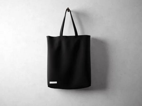 Black cotton textile bag — Stock Photo, Image
