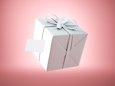 Beyaz kurdele ile beyaz hediye kutusu