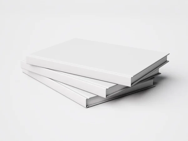Photo of three blank white books — Stock Photo, Image