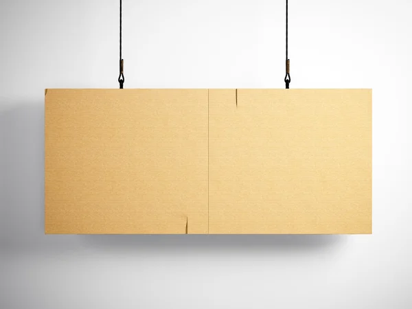 Photo of blank craft canvas hanging on the white background. 3d render — 스톡 사진