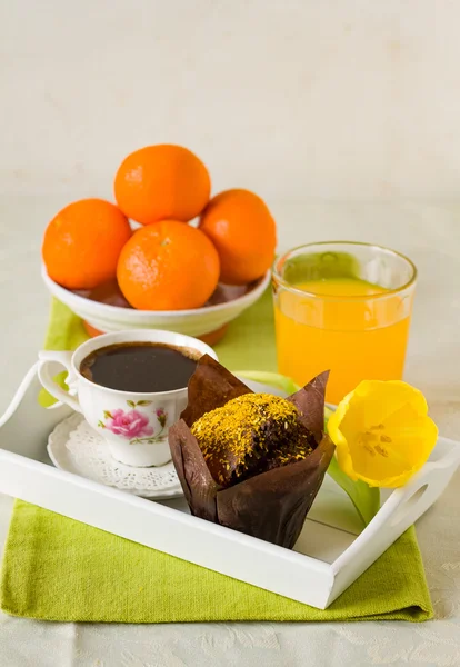 Romantic breakfast on a table — Stock Photo, Image