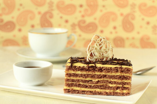 Piece of cake with cream