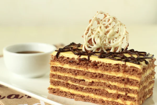 Piece of cake with cream — Stock Photo, Image