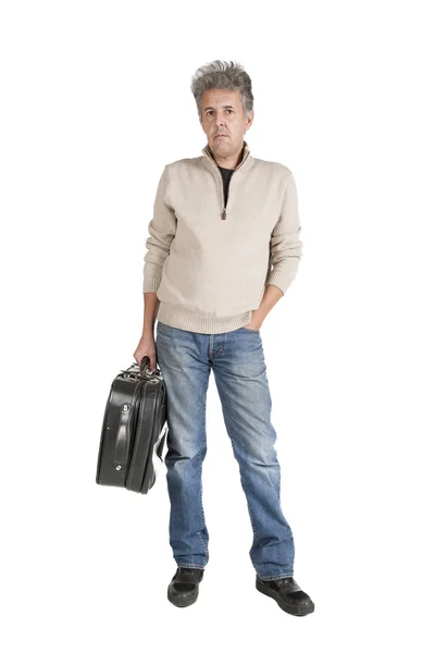 Man comes with a suitcase — Stock Photo, Image