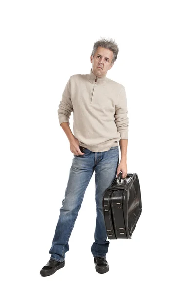 Man comes with a suitcase — Stock Photo, Image