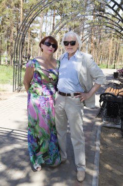 Yaşlı karı koca bir yürüyüşe