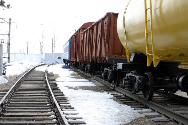 Railway Tank Cars Oil Products Sorting Unit Railway — Stock Photo, Image