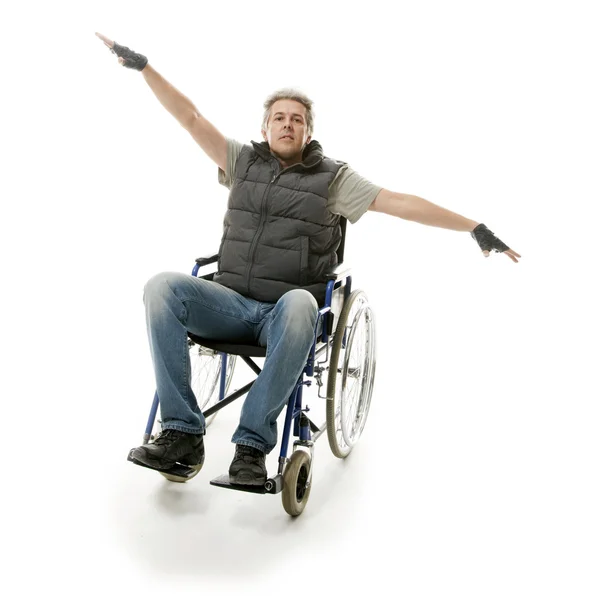 Mann i rullestol – stockfoto