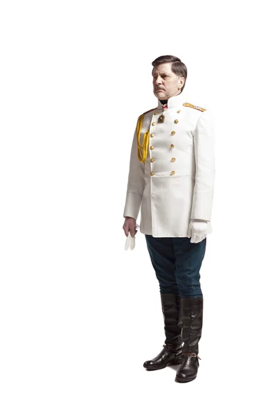 Man in russian officer coat — Stock Photo, Image