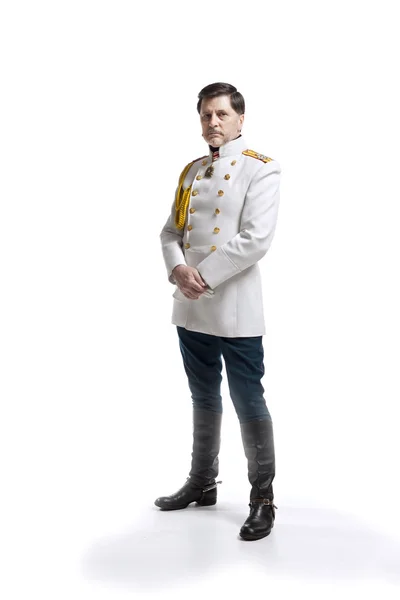 Man in russian officer coat — Stock Photo, Image