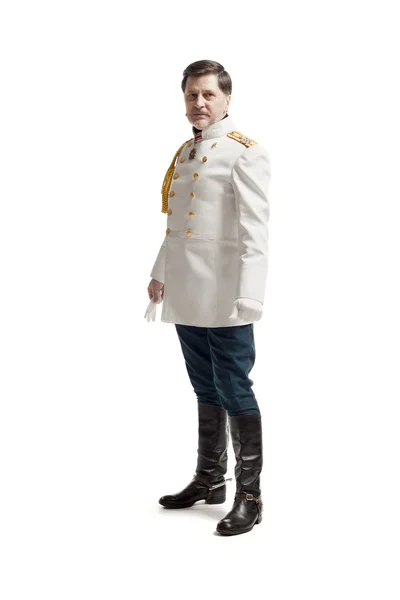 Mann im russischen Offiziersmantel — Stockfoto