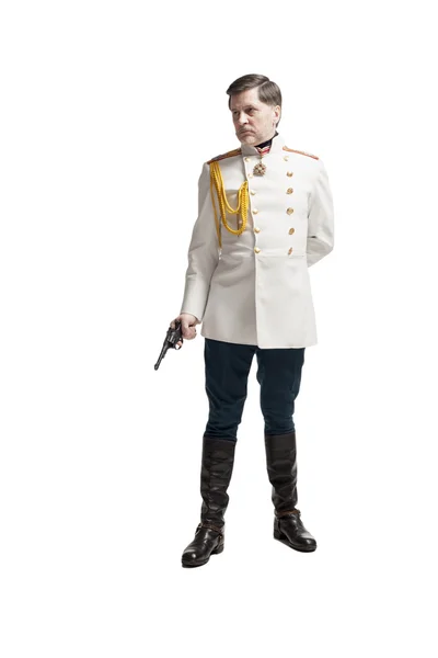 Man in russian officer coat — Stock Photo, Image