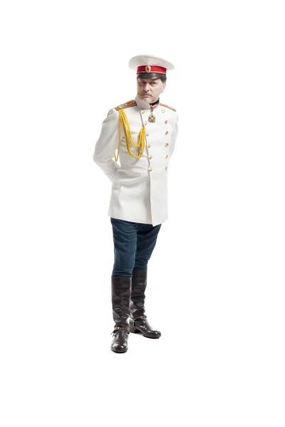 ロシア人将校のコートを着た男 — ストック写真