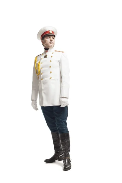 Homem de casaco de oficial russo — Fotografia de Stock