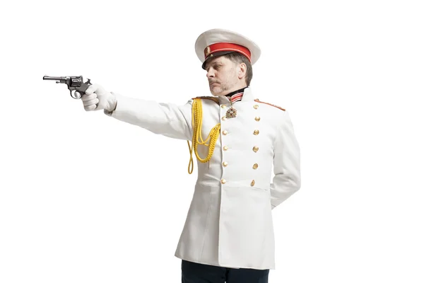 Man in russian officer coat — Stock Photo, Image