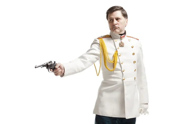 Man in russian officer coat — Stock Photo, Image