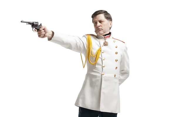 俄军官穿大衣的男人 — 图库照片