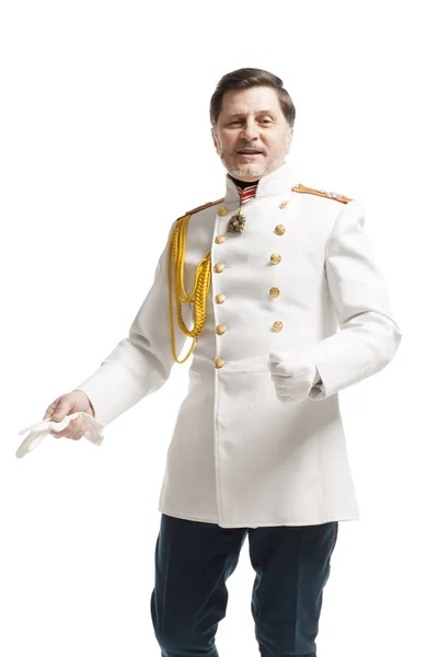 Homem de casaco de oficial russo — Fotografia de Stock