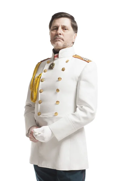 Man in russian officer coat — Stock Photo, Image