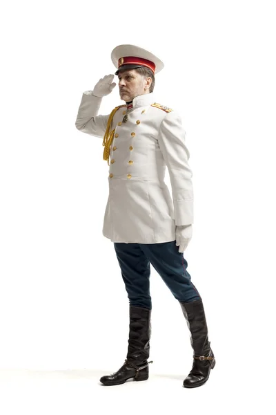 Man in russian officer coat — Stock Photo, Image