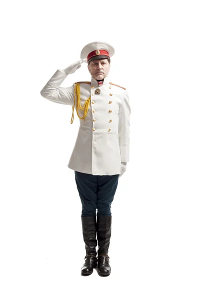 Мужчина в пальто русского офицера — стоковое фото