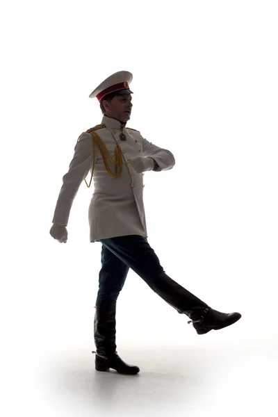 Homme en manteau d'officier russe — Photo