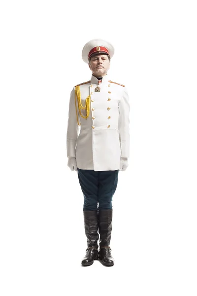 Чоловік у російському офіцер пальто — стокове фото