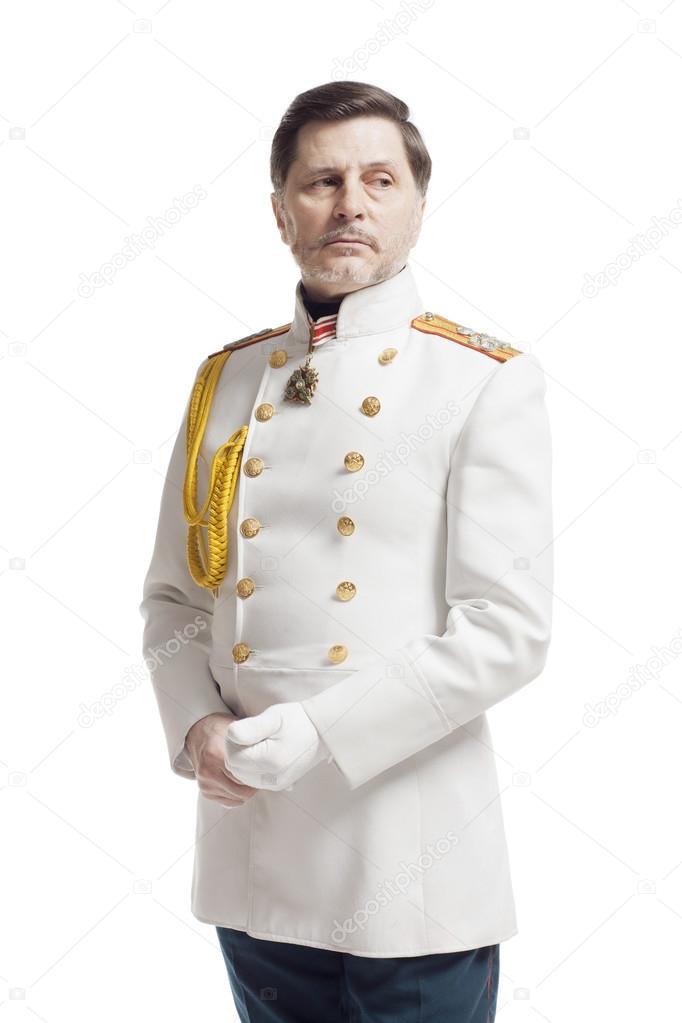 Man in russian officer coat