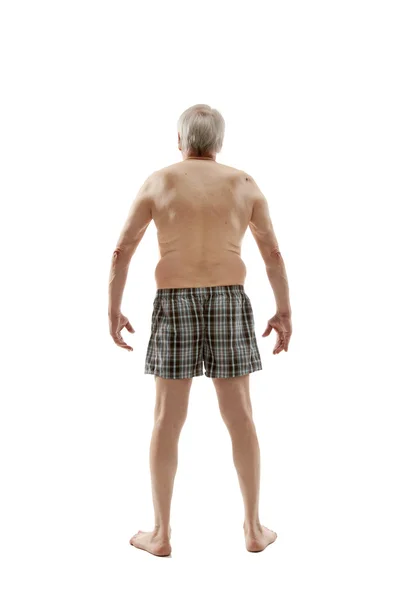 naked senior man back