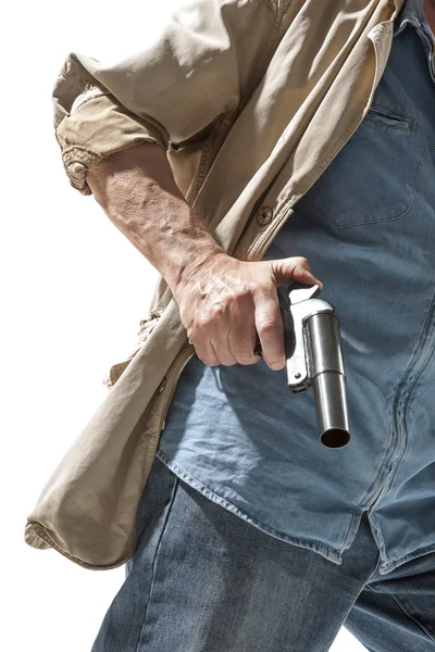Человек с пистолетом в руке — стоковое фото