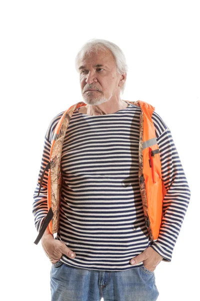 救命胴衣の年配の男性 — ストック写真