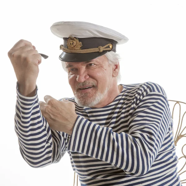 Моряк тримає курильну трубу — стокове фото
