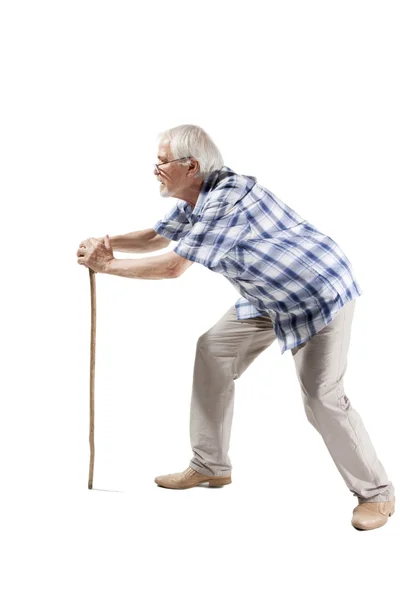 Senior man walking with cane — Stock Photo, Image