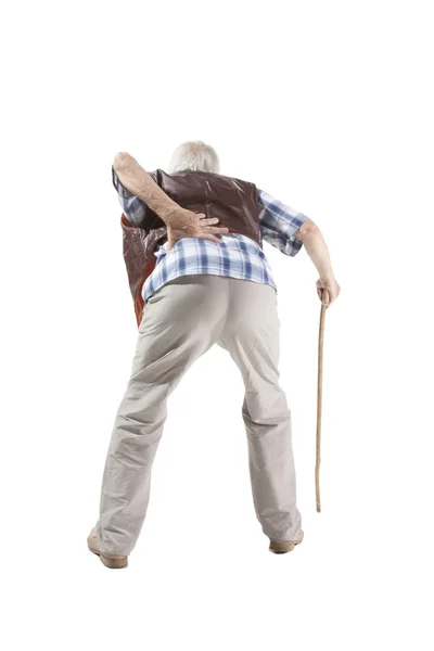 Hombre mayor caminando con bastón — Foto de Stock
