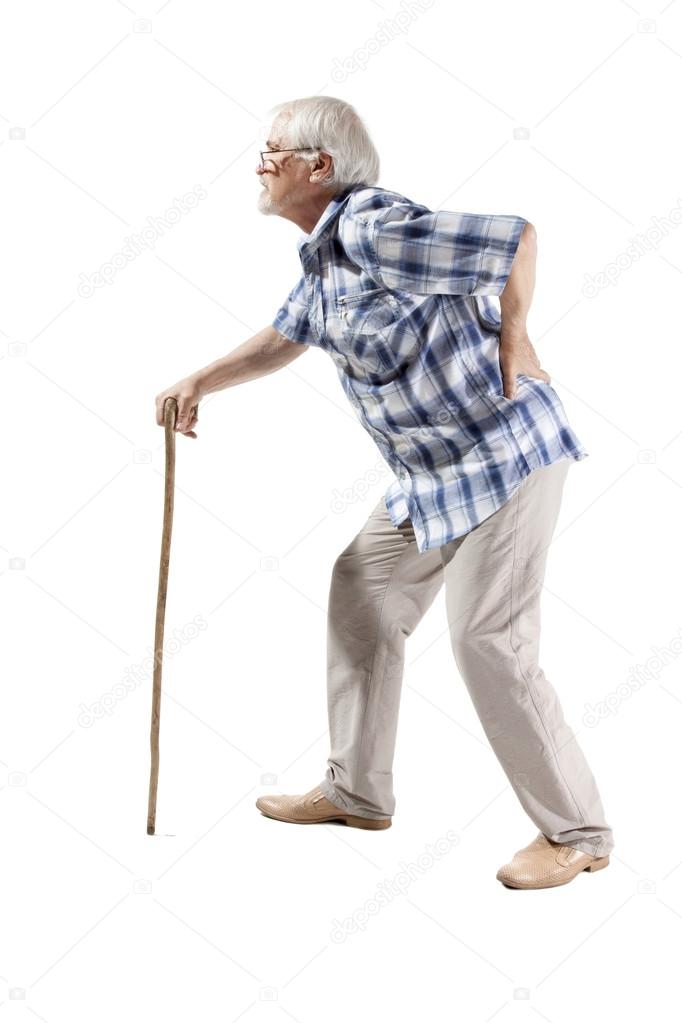 senior man walking with cane